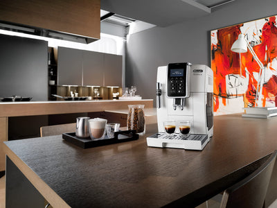 De'Longhi DINAMICA ECAM 350.35.W - Vollautomatische Kaffeemaschine, 1.8 l, weiß – (freistehend, Maschine Espresso Kaffeemaschine, weiß, LCD-Display, 1,8 l)