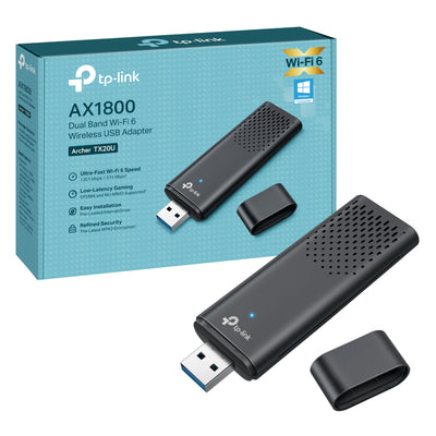TP-Link Archer TX20U WLAN Stick Für PC, 𝐖𝐢𝐅𝐢 𝟔 AX1800 Dual Band, nur Kompatibel mit Windows 11/10, USB 3.0, MU-MIMO, OFDMA, WPA3-Verschlüsselung