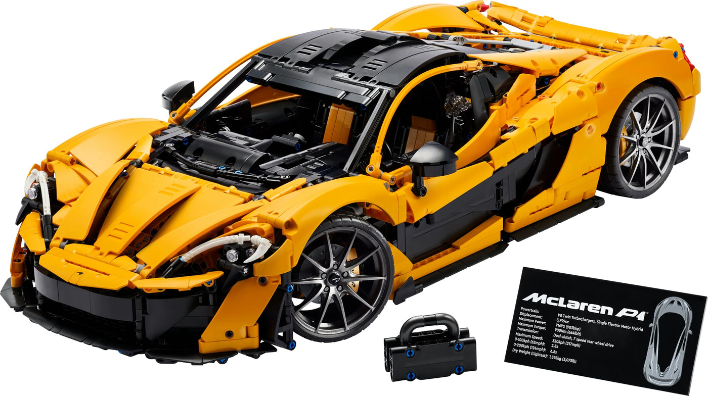 LEGO Technic McLaren P1, Set mit Supersportwagen für Erwachsene, Geschenk für Autofans, maßstabsgetreues Sammlerstück mit V8-Kolbenmotor und 7-Gang-Getriebe, Modellauto, Spielzeugauto Set 42172