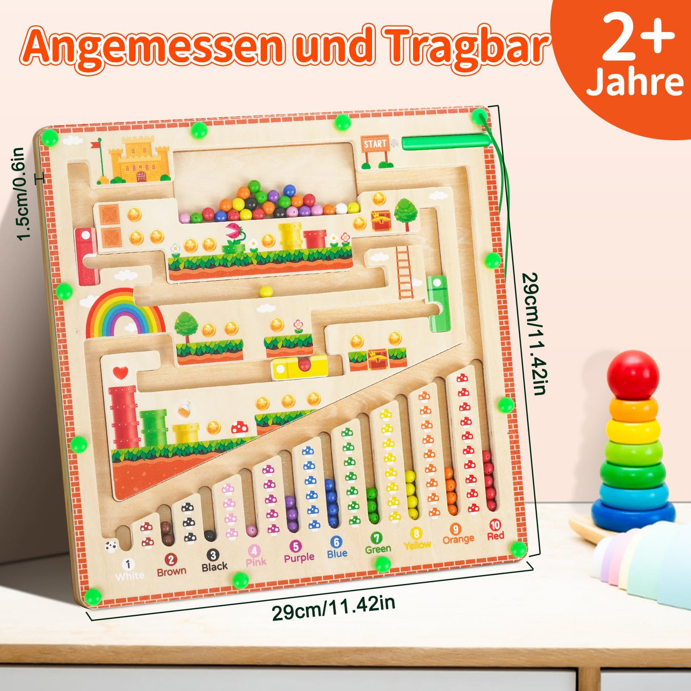 Montessori Spielzeug Magnetspiel Labyrinth ab 2 3 4 5 6 Jahre, Magnete Kinder Motorikspielzeug Magnet Spiel, Kinderspielzeug Magnetic Spiel, Holzspielzeug Geschenk für 2 3 4 Jahr Jungen Mädchen