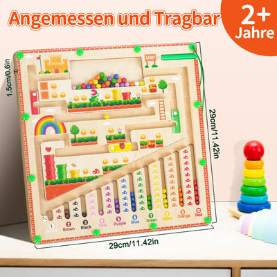 Montessori Spielzeug Magnetspiel Labyrinth ab 2 3 4 5 6 Jahre, Magnete Kinder Motorikspielzeug Magnet Spiel, Kinderspielzeug Magnetic Spiel, Holzspielzeug Geschenk für 2 3 4 Jahr Jungen Mädchen