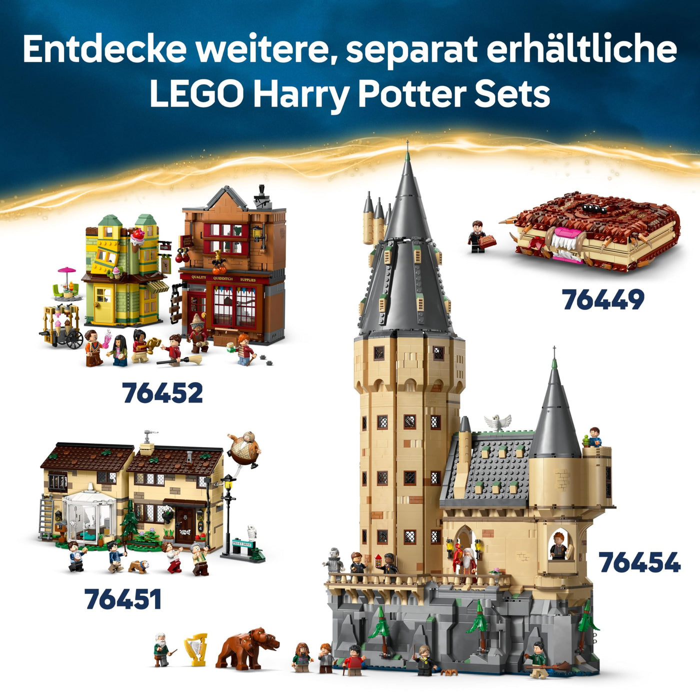 LEGO Harry Potter Buchstütze: Hogwarts Express - Set mit Spielzeug Zug, 2 Minifiguren inkl. Ron Weasley, Hedwig und Krätze - Wizarding World Geschenk für Jungen, Mädchen & Fans ab 10 Jahren - 76450