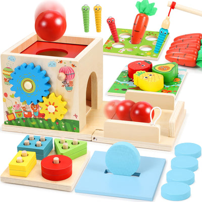 COOLJOY Montessori Spielzeug Ab 1 Jahr | Holzspielzeug Motorikspielzeug Ab 1 Jahr | 8-IN-1 STEM Geschenk Für Jungen Und Mädchen 2 3 4 Jahren
