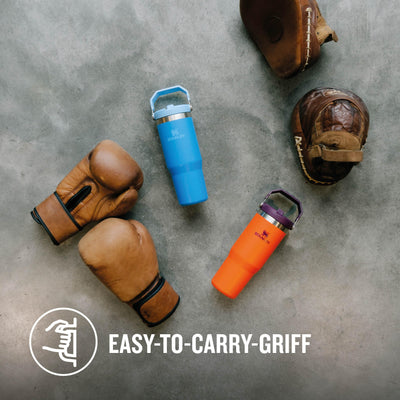 Stanley IceFlow Flip Straw Trinkflasche mit Strohhalm 0.89L - Thermosflasche Hält 12+ Stunden Kalt - Auslaufsicher - Trinkflasche Sport - Wasserflasche BPA Frei - Spülmaschinenfest - Tigerlily Plum