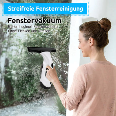 Akku Fenstersauger, 35 Min Laufzeit, 2200mAh Aufladbare Fensterabzieher Mit 150ml Sprühflasche Und 2pcs Wechselbare Absaugdüse, Wischtuchaufsatz für Fenster, Fliesen, Dusche