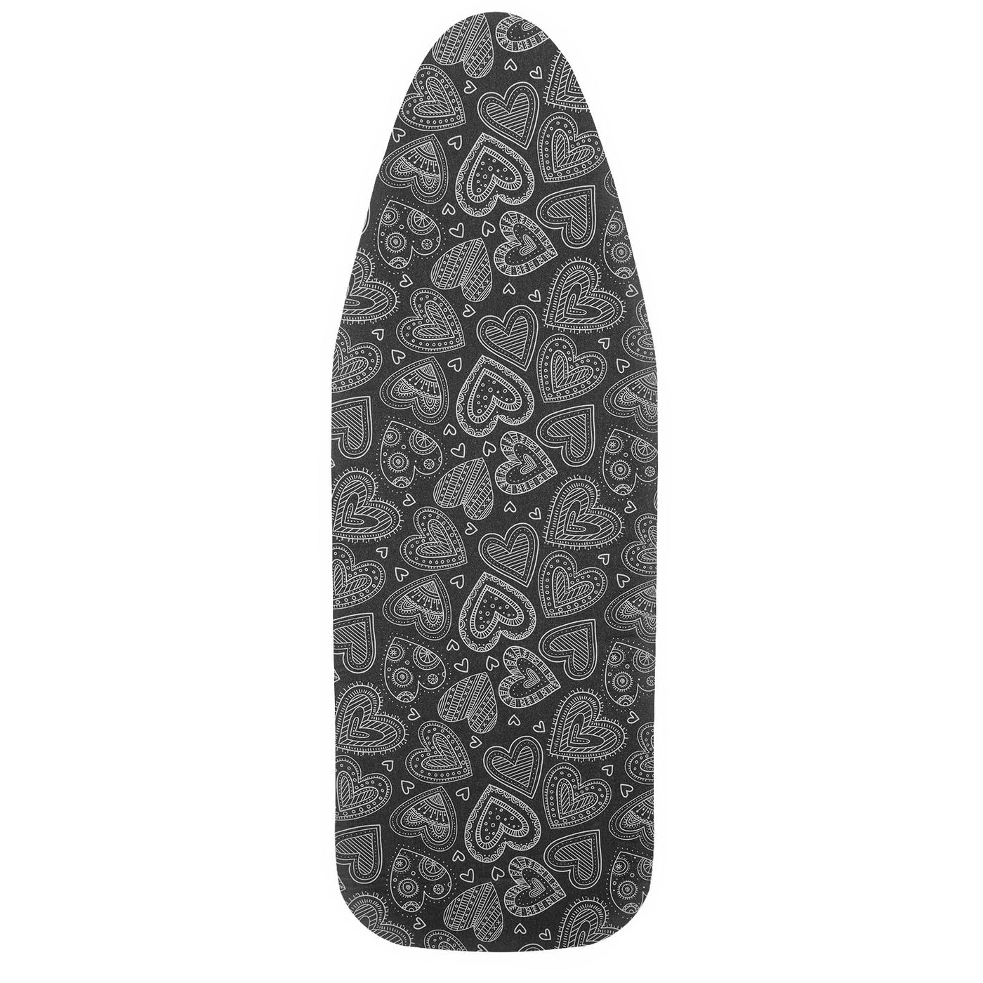 Neu Premium-Bügeltischbezug für Schnelles und Einfaches Bügeln, für Dampfbügeleisen, Schwarzes Herz, 38-45cm x 120-125cm (Größe XL)