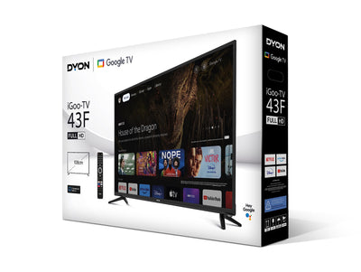 DYON iGoo-TV 43F 108cm (43 Zoll) Google TV (Full-HD, HD Triple Tuner, Prime Video, Netflix, Google Play Store für DAZN, Disney+, Apple TV+, Paramount+, waipu.tv UVM., Google Assistant) [Mod. 2023]