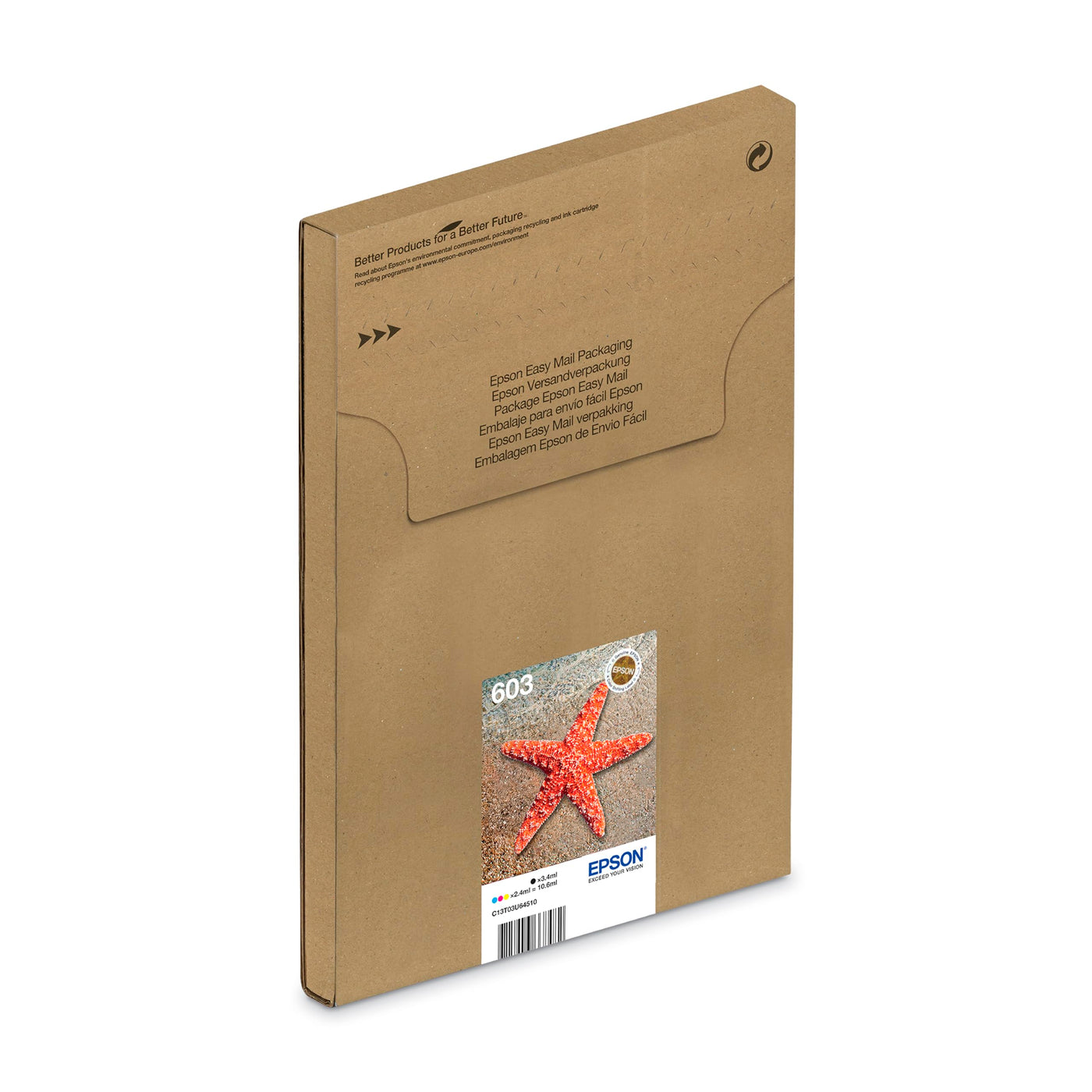 Epson Original 603 Tinte Seestern Multipack 4-farbig Standard, WF-2820DWF WF-2830DWF WF-2840DWF WF-2850DWF XP-2100 XP-2150 XP-3100 XP-3150 XP-4100 XP-4150, EasyMail, ReadyPrint Flex-Tintentarife