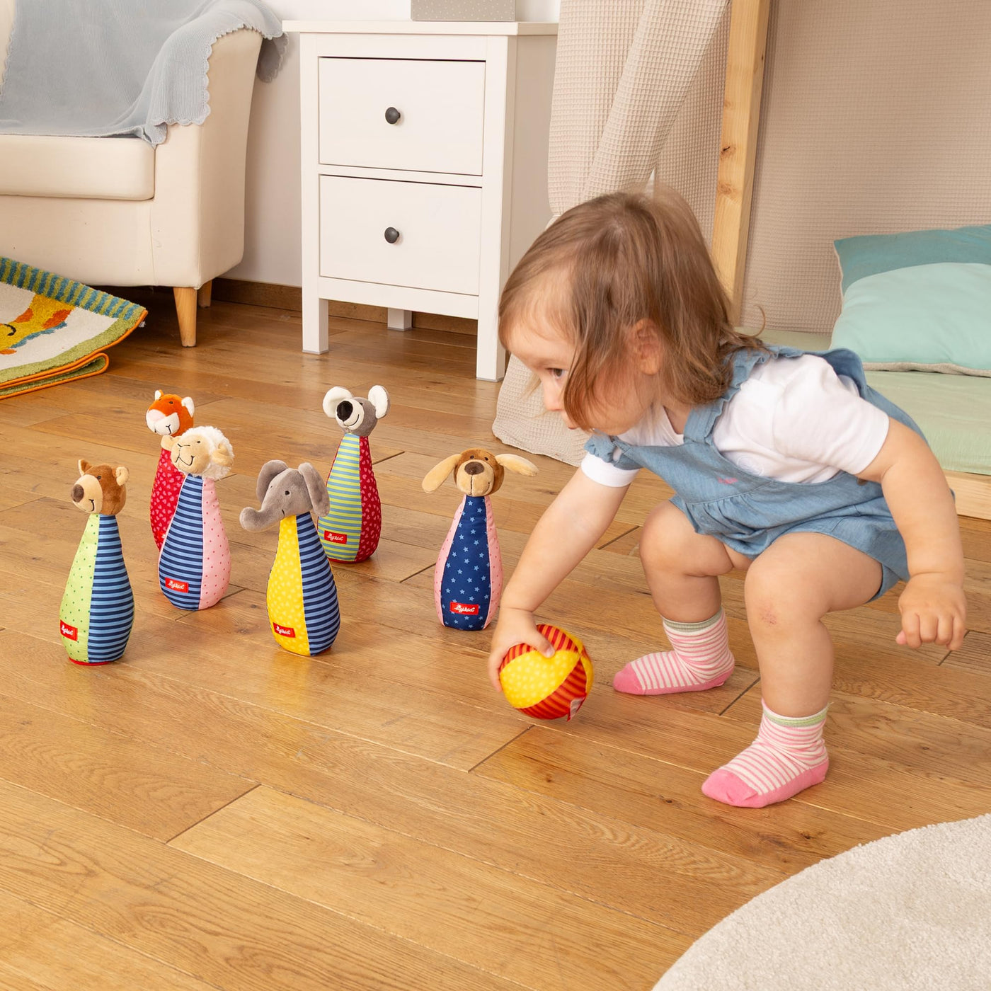 SIGIKID 49520 Kegelspiel Soft PlayQ Mädchen und Jungen Babyspielzeug empfohlen ab 3 Monaten mehrfarbig