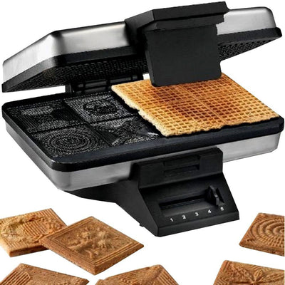 Syntrox Germany Edelstahl Zimtwaffelautomat mit Thermostat Zimtwaffeleisen Waffeleisen