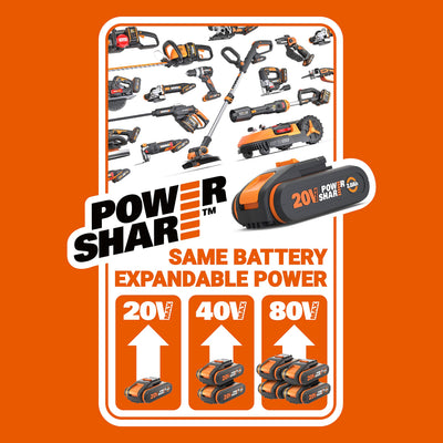 WORX WX031.9 Akku Nass-/Trockensauger - mobil und handlich - 20V - mit Fugendüse und Breitstrahldüse - ohne Akku und Ladegerät, Schwarz/Orange
