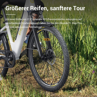 Eleglide T1 Step-Thru E-Bike, Elektrofahrrad 27.5'' Trekkingrad E-Cityrad mit 36V 13Ah Lithium-Akku bis zu 100KM Lange Range, 250W Motor, EU-konformes E Bike, LCD Display