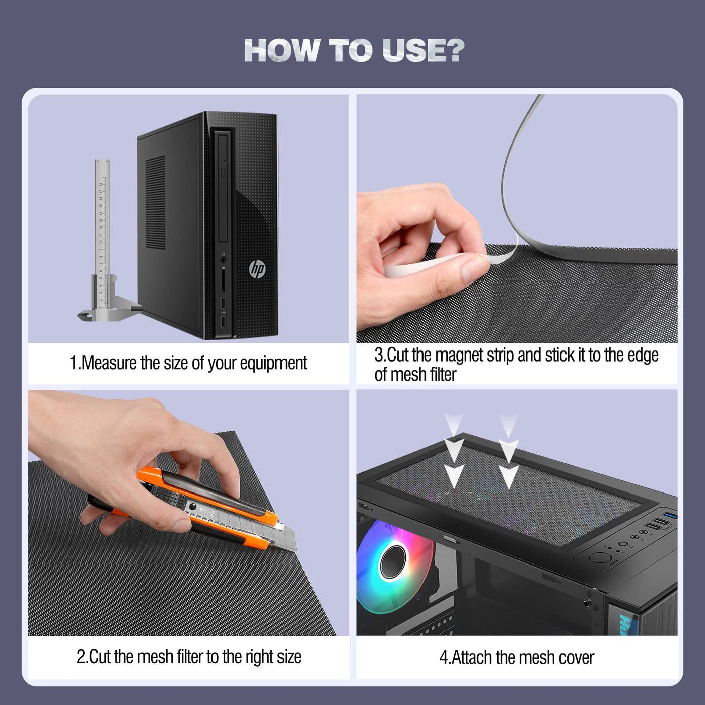 MoKo 400 x 300 mm DIY PC Kühler Lüfter Staub Filter, [2 Stück] PVC Staubnetzfilter PC Gehäuse Staubschutzgitter mit Magnetrahmen, PC Kühlerfilter Staubdicht Staubschutzabdeckung Computer Lüftergitter