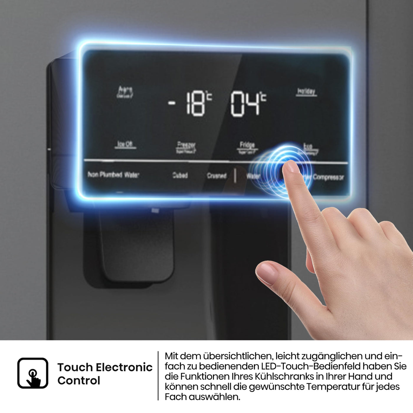 Hisense RS5P535NTFE Side-By-Side Kühl-Gefrier-Kombination, 376 Liter Kühlteil, 190 Liter Gefrierteil, Total NoFrost, Multi AirFlow, FastFreeze, Energieeffizienzklasse E, 178,6cm x 91,5cm, schwarz