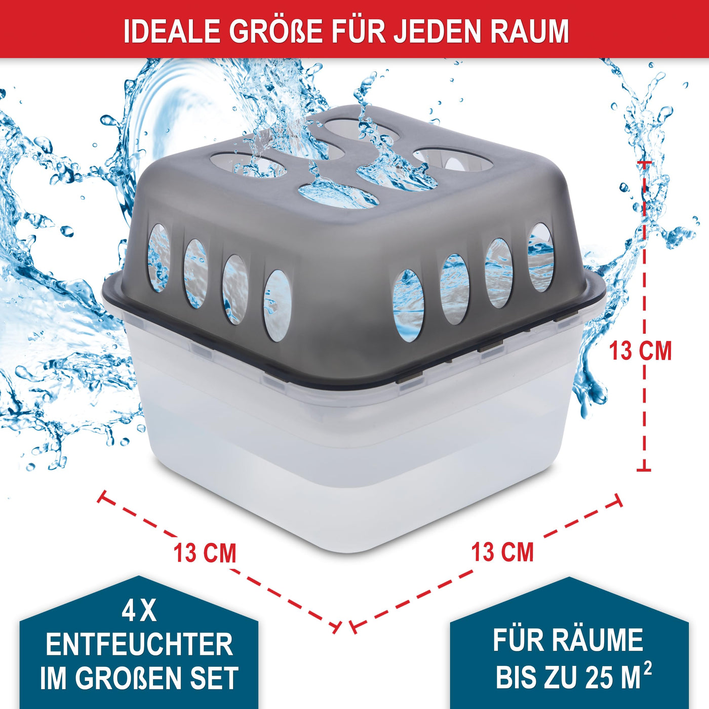 ONBEST großes Luftentfeuchter Set - 4x Entfeuchter mit 8x 400g Nachfüllbeutel Granulat – Gegen Feuchtigkeit, Schimmel & schlechte Gerüche – Raumentfeuchter ohne Strom