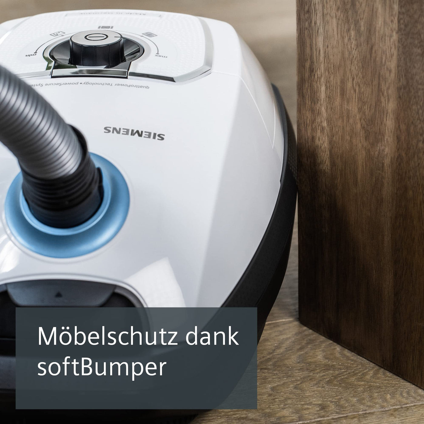Siemens Staubsauger mit Beutel Z 7.0 VSZ7442S, ideal für Allergiker, Hygiene-Filter Plus, extrem leise, Bodendüse für Parkett, Teppich, Fliesen, langes Kabel, XXL-Polsterdüse, Fugendüse, 650 W, weiß