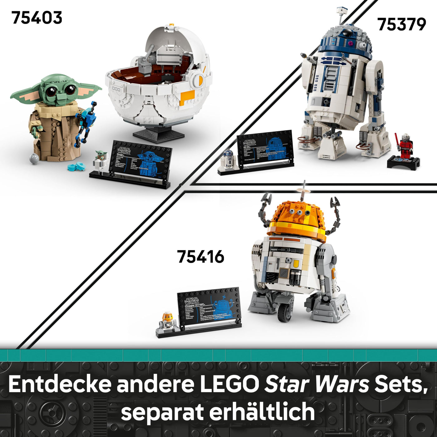 LEGO Star Wars 75416 Ahsoka Astromech-Droide Chopper (C1-10P) Figur - Spielzeug mit beweglichem Kopf, abnehmbaren Armen und Mittelrad - Geschenk für Ahsoka-Fans, Jungen und Mädchen ab 10 Jahren