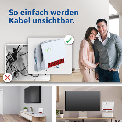 Wandhalterung für AVM FritzBox Router mit Kabelmanagement 7690 7590 AX 6660 Cable 7530 5530 8850 6850 6660 6890 7490