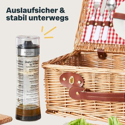 SILBERTHAL Dressingshaker aus Glas mit Rezepten – 500 ml – Spülmaschinenfest - Neuer Deckel & Neue Rezepte