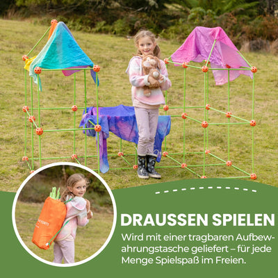 Tiny Land DIY Höhle Kinder Konstruktionsspielzeug Outdoor Spielzeug für 5+ ahre alt Junge & Mädchen - 130PCS Kreatives Bauset Für Kinder Höhle Bauen Indoor