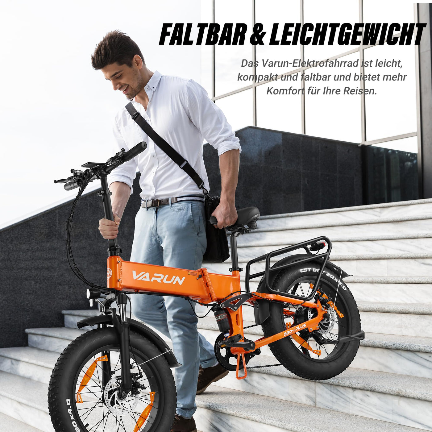 VARUN E Bike Herren und Damen Elektrofahrrad, Faltbares 20 * 4.0 Zoll E-Bike, mit 48V/13Ah Li-Ion Akku, LCD Display, Dual Shock Absorption, Leistung bis zu 100km, MTB