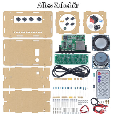 Elektronik Löt Bausatz Radio FM Bluetooth-Lautsprecherkit Erwachsene, 3W+3W Musikspieler mit LED Klangregelung Anzeigeleuchte Löten Ubungsset und Fernbedienung Schulelektronik Ausbildung Geburtstag