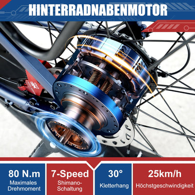 Skivogr E Bike Herren Damen, 30A/1440Wh Akku Elektrofahrrad, E Fatbike mit 26" x 4.0 Tire, City E-Bike mit 250W Motor, Elektro Fahrrad Mountainbike(Höhe über 173 cm, Tragfähigkeit 200 kg)