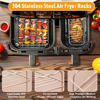Heissluftfritteuse Zubehör für Tefal EY9018 Dual Easy Fry 5,2/3,1L - 23 Stück Zubehör Heißluftfritteuse Set - Grillrost, Kuchenform, Brotbackform, Airfryer Silikonform für Tower T17099/Salter EK5729