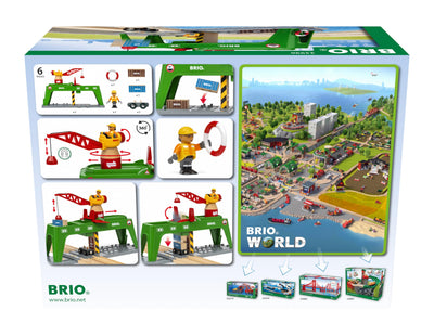 BRIO World 33996 Bahn Verlade Terminal - Mit beweglichem Kran zum Umladen von Gütern auf die Schiene, Straße und das Schiff - Empfohlen für Kinder ab 3 Jahren