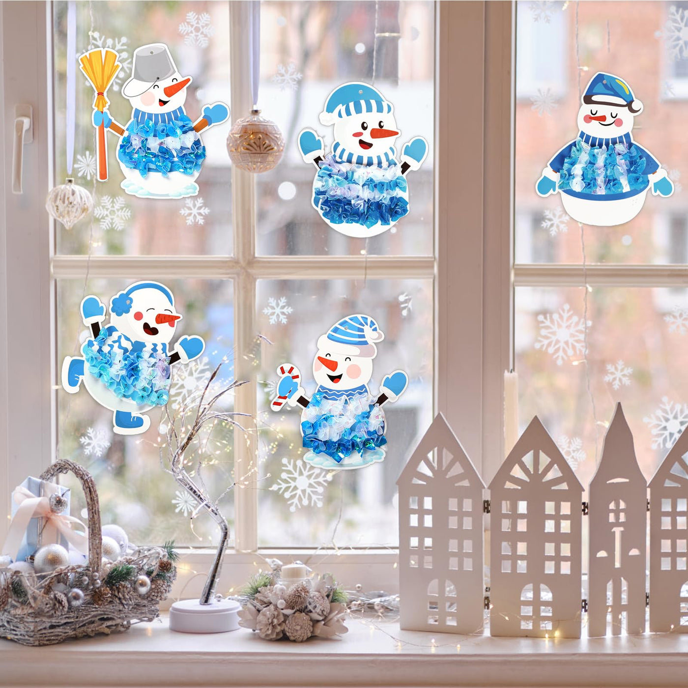 MONCAP 12 Stück Schneemann Weihnachten DIY Poke Art Spielzeug DIY Weihnachtsspielzeug Poke Art Kreative Handwerk für Kinder Weihnachten - für Kinder sensorisches Spielzeug Kunst Geschenke