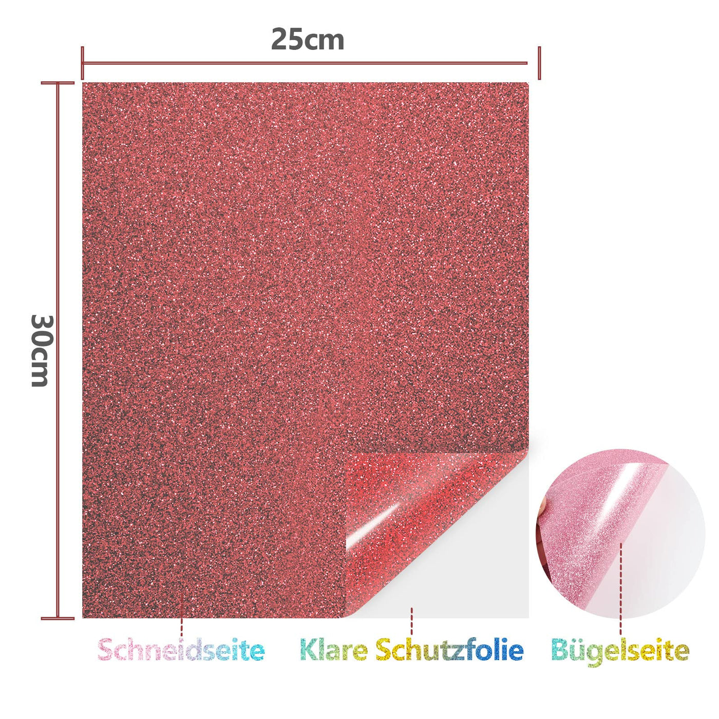 NANAPLUMS Glitzer Plotterfolie Textil - Heat Transfer Vinyl 30.5 cm*25.4 cm Transferfolie Plotter Flexfolie für Textilien Transferfolie zum Aufbügeln für DIY T-Shirt, Stoffe(10 Farben Glitzer)