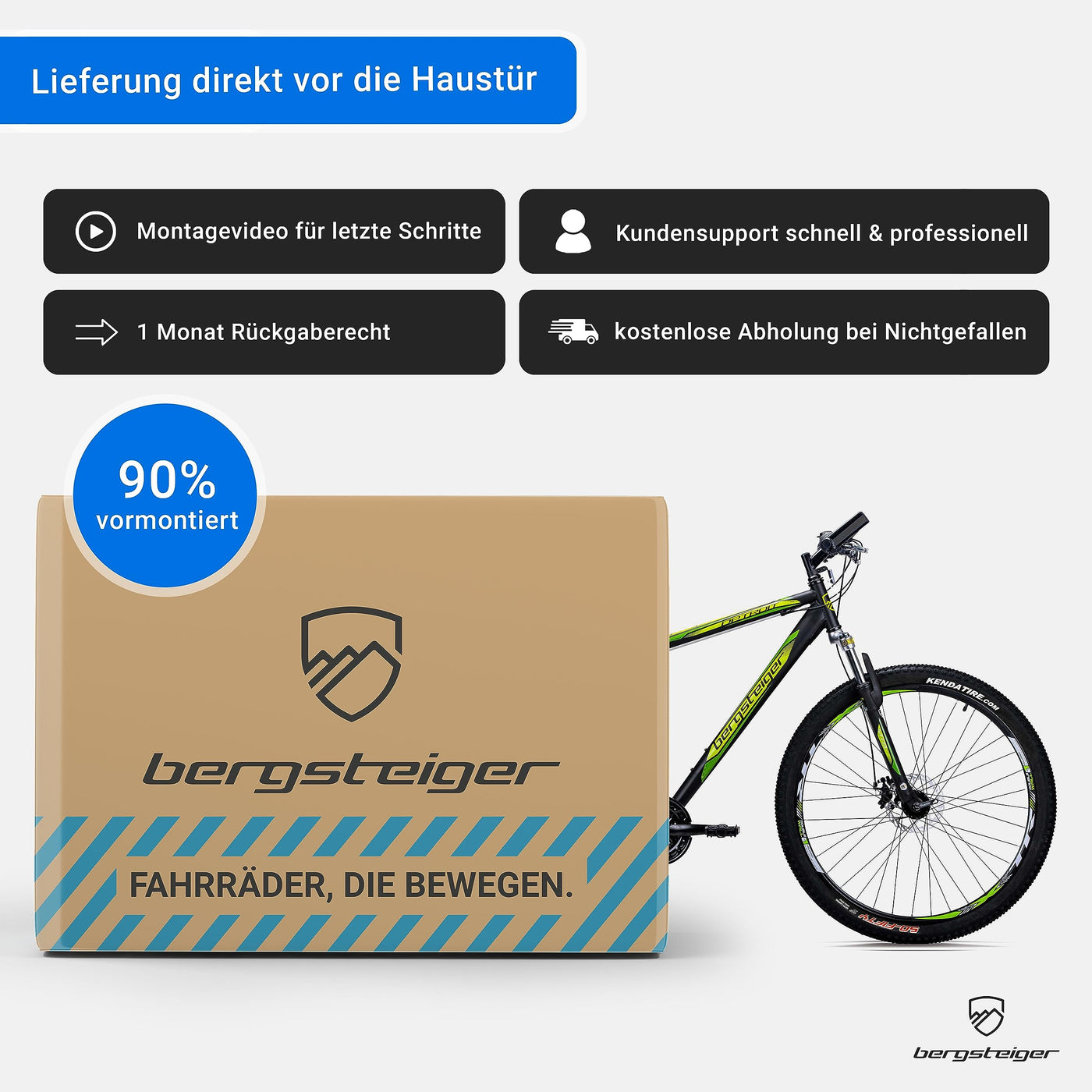 Bergsteiger Detroit 29 Zoll Mountainbike, geeignet ab 170 cm, Scheibenbremse, Shimano 21 Gang-Schaltung, Gabel-Federung mit Lockout-Funktion, Jungen-Fahrrad & Herren-Fahrrad