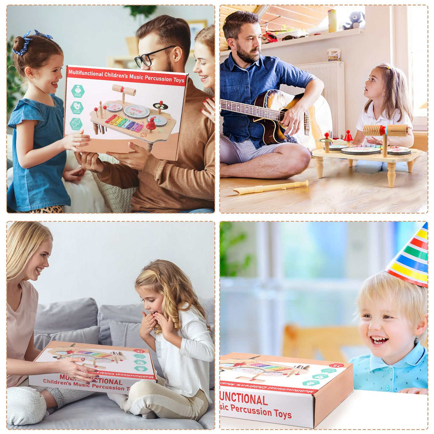 LZDMY Schlagzeug Kinder, 11-in-1 Trommel Musikinstrumente für Kinder ab 1 2 3 Jahr mit Xylophon, Kinderspielzeug Holzspielzeug für Ostern Weihnacht Geschenk Junge Mädchen