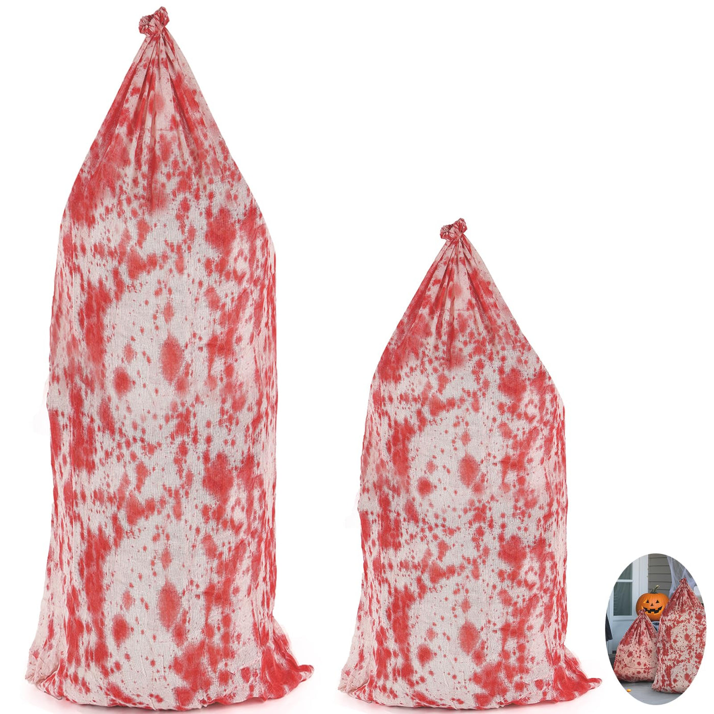 2025 Neue Halloween Deko Leichensack,185 * 86 cm Blutbeflecktes Tuch GefäLschte Leiche Requisiten Horror Deko Gruselig für Grusel Garten Party Spukhaus Rasen Outdoor Halloween-Dekoration Innen