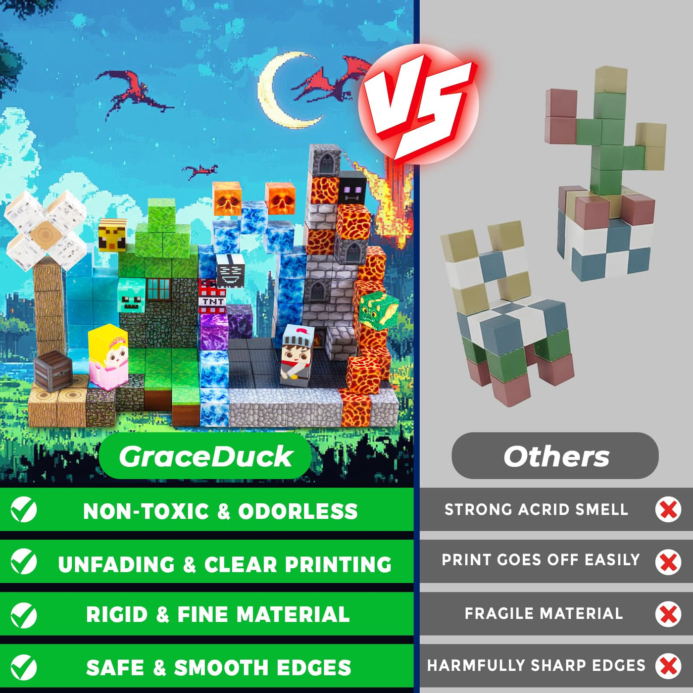 GraceDuck Magnetische Bausteine 150 Teile Magnetic Blocks Bauen Dark Forest Hell Castle Magnetspielzeug für Geschenke ab 3 4 5 6 7 8 9 Jahren Jungen und Mädchen Montessori kreative Kinderspielzeug