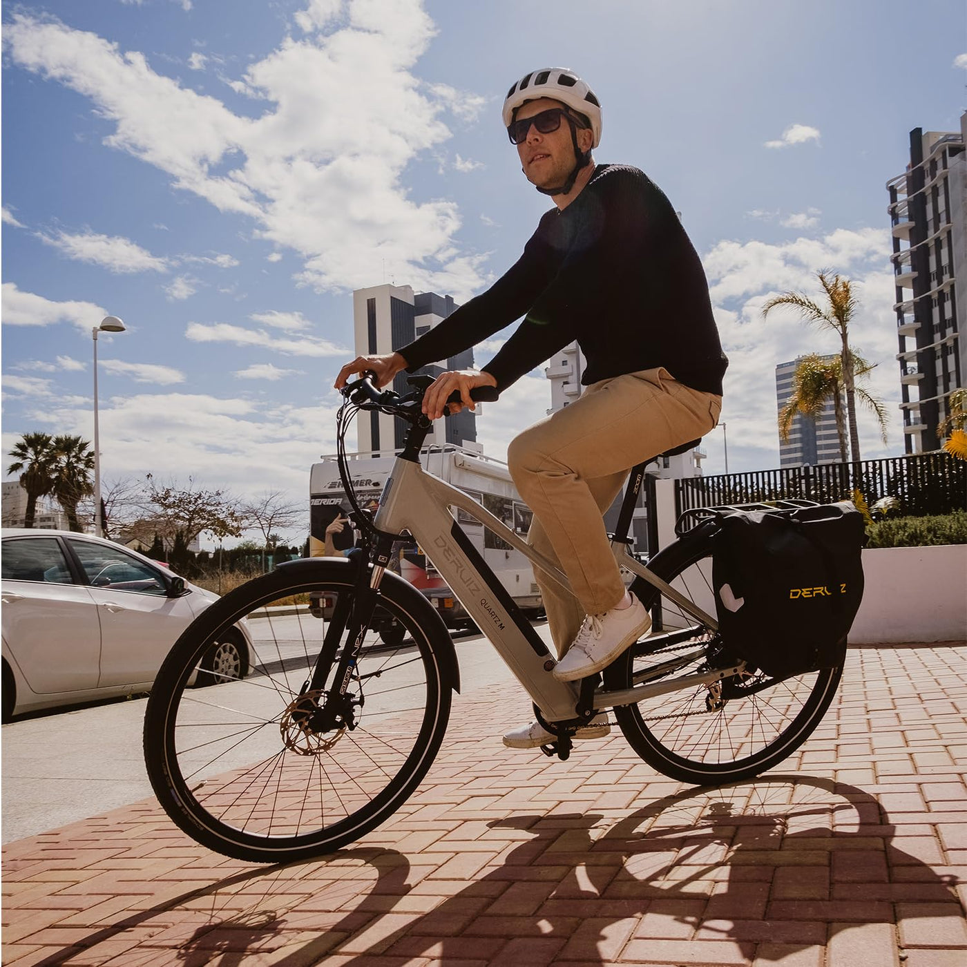 DERUIZ E-Bike 28 Zoll Quartz M – City E-Bike für Damen & Herren, 250W 48V 483Wh, 55 Nm Motor, bis 25 km/h, Reichweite bis 121 km, Trekking Elektrofahrrad in Metallic Grey
