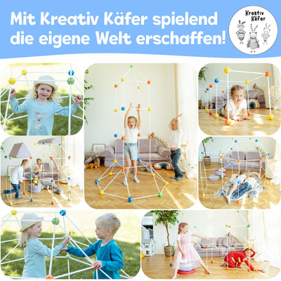 Kreativ Käfer Konstruktionsspielzeug DIY Höhle Bauen Kinder Set BAU Spielzeug Höhlenbauset Creative Fort Decke Bude Steckbaukasten Steckspiel Outdoor Indoor Garten
