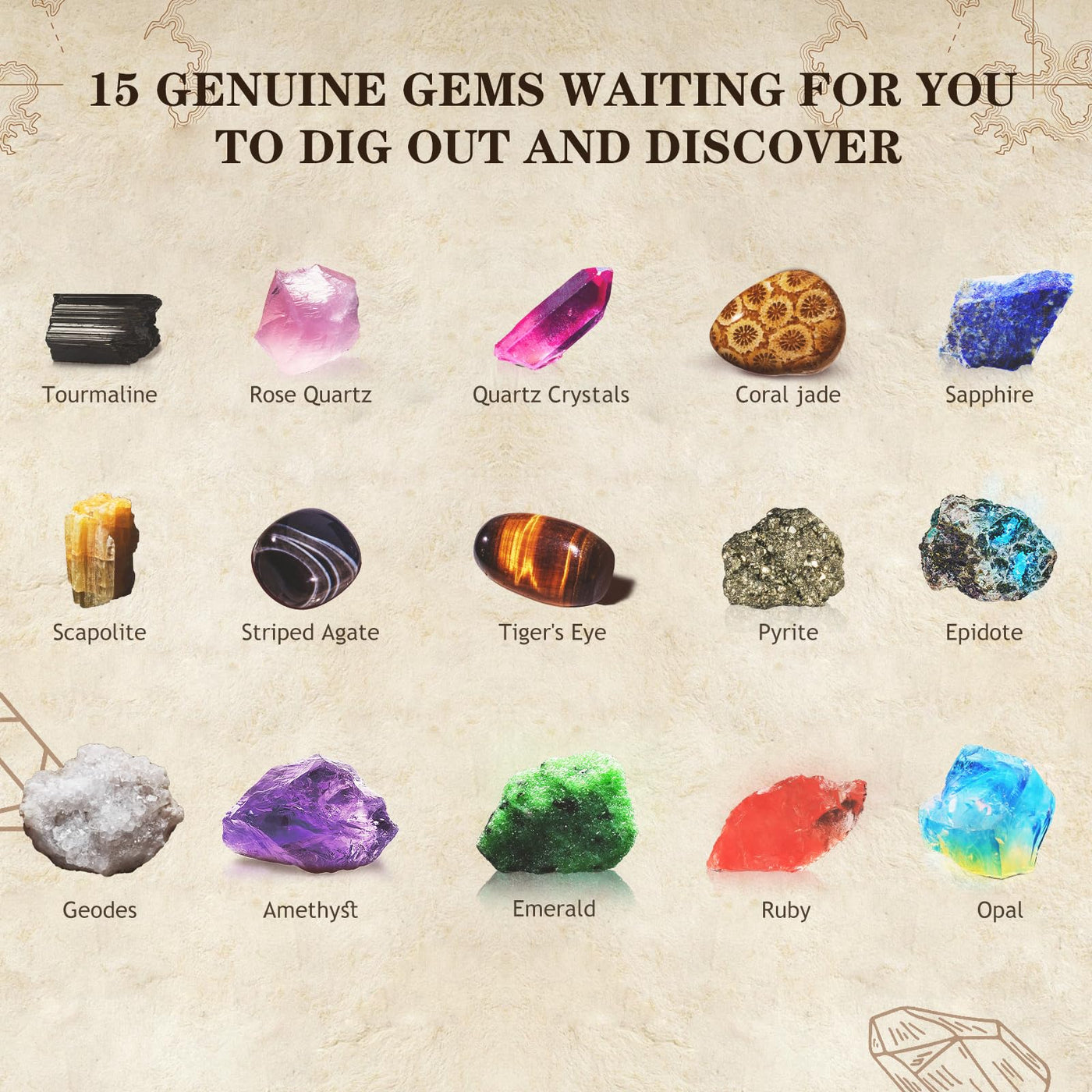 Greek Science Mein erstes Mega ausgrabungsset für Kinder, 15 echte Kristalle und Edelsteine ausgraben, STEM Wissenschaft Spielzeug Geschenk für Jungen und Mädchen