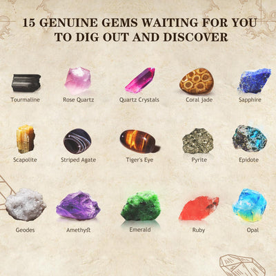 Greek Science Mein erstes Mega ausgrabungsset für Kinder, 15 echte Kristalle und Edelsteine ausgraben, STEM Wissenschaft Spielzeug Geschenk für Jungen und Mädchen