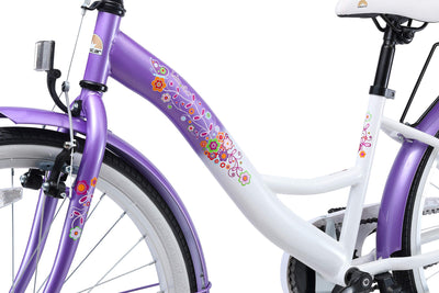 BIKESTAR Jugendfahrrad Kinderfahrrad für Mädchen ab 9 Jahre | 24 Zoll Kinderrad Classic | Fahrrad für Kinder Lila & Weiß | Risikofrei Testen