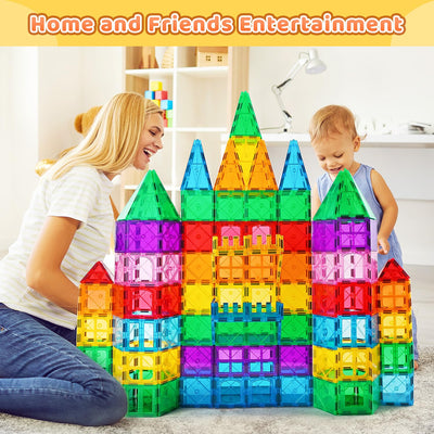 Katiago Magnetische Bausteine, 100PCS Magnetbausteine Set mit 2 Autos STEM Montessori Magnet Spielzeug Kinder für Geschenk ab 3 4 5 6 7 8 Jahre Bauklötze Kinderspielzeug