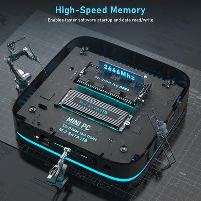 NiPoGi AK1PLUS Mini PC 16GB DDR4+1TB M.2 SSD,Ιntel 12th Gen Alder Lake-Ν N95(bis zu 3,4GHz),Mini Computer mit 4K@60Hz UHD Dual Display/WiFi 5/BT4.2/RJ45,Micro PC für Geschäftsbüro, Schule,Heimkino
