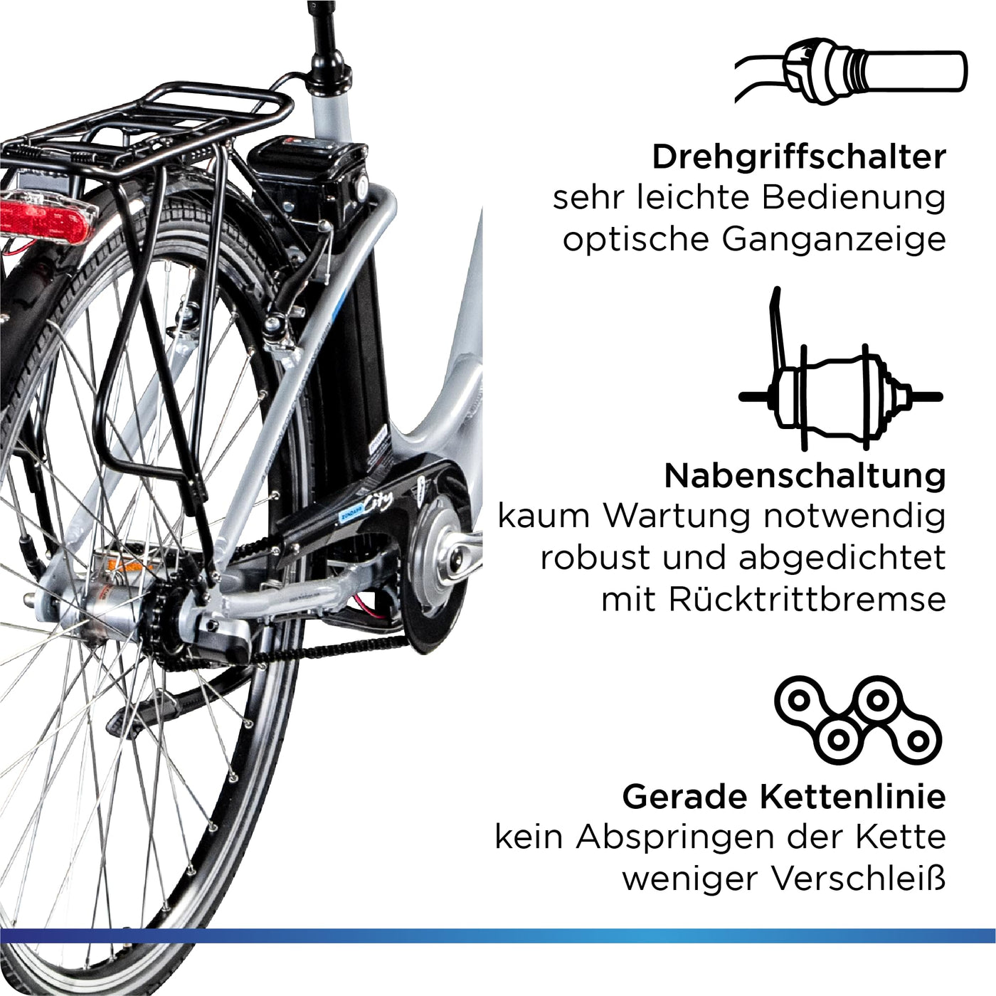 ZÜNDAPP Green 2.7 28 Zoll E-Bike E Cityrad Damenrad Pedelec Elektrofahrrad Damen Fahrrad 700c (grau, 48 cm)