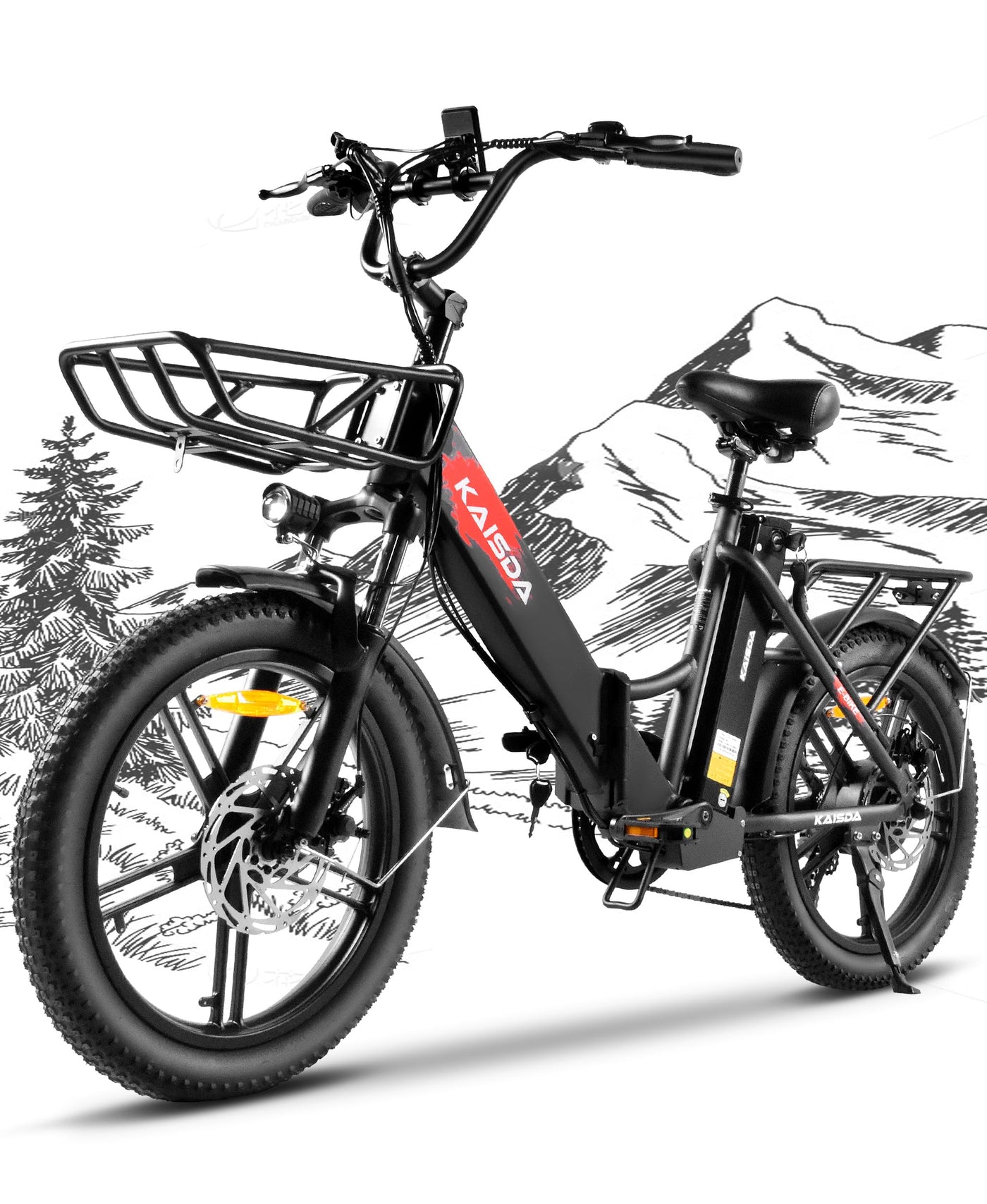 KAISDA E Bike Elektrofahrrad E-Bike mit 36V20.8Ah Abnehmbarer Akku,All-Terrain Ebike,mit 20 Zoll Fat Tire,7-Gang,LCD-Display Faltbares Elektrofahrrad für Lange Reichweite bis 90KM