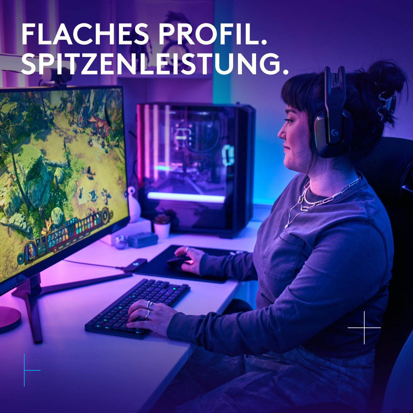 Logitech G G515 LIGHTSPEED TKL kabellose flache Gaming-Tastatur, LIGHTSYNC RGB, dünnes Profil ohne Ziffernblock, PBT-Tastenkappen, lineare mechanische Switches, Deutsches QWERTZ-Layout - Schwarz