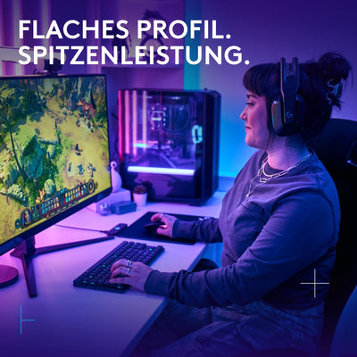 Logitech G G515 LIGHTSPEED TKL kabellose flache Gaming-Tastatur, LIGHTSYNC RGB, dünnes Profil ohne Ziffernblock, PBT-Tastenkappen, lineare mechanische Switches, Deutsches QWERTZ-Layout - Schwarz