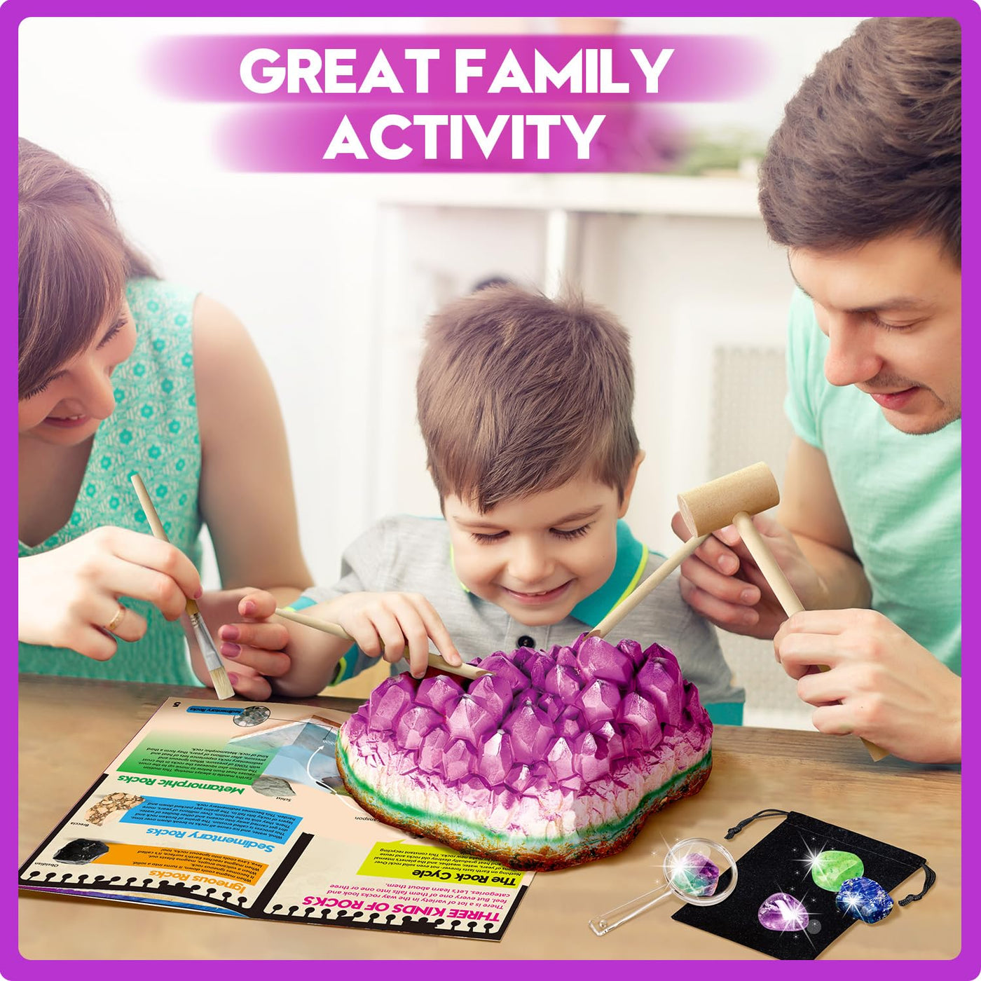 Dr. Daz Edelstein-Ausgrabungsset – Entdecken Sie 18 echte Edelsteine und Kristalle für Kinder - Spielzeug für Kinder ab 6 Jahren, mineralien Steine Geschenke für Jungen und Mädchen