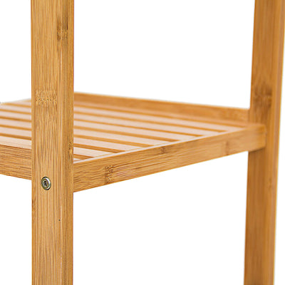Relaxdays Badregal Bambus, Standregal Badezimmer & Küche, Bambusregal mit 4 offenen Ablagen, HBT 110 x 34 x 33 cm, natur, Braun