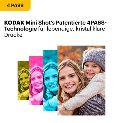 Kodak Mini 2 Retro Mobiler Fotodrucker für Smartphone, Mini Drucker mit Bluetooth, 5,3×8,6 Zentimeter, 38 Blat Bundle, Weiß