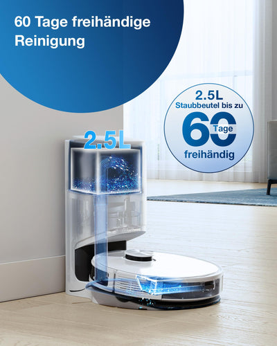 ECOVACS DEEBOT N10 PLUS Staubsaugerroboter mit Wischmopp 4300Pa, Auto-Absaugstation, bis zu 300 min/400 m², TrueMapping 2.0 dToF Laser Navigation, Teppich-Erkennung, individuelle Reinigung nach Zonen